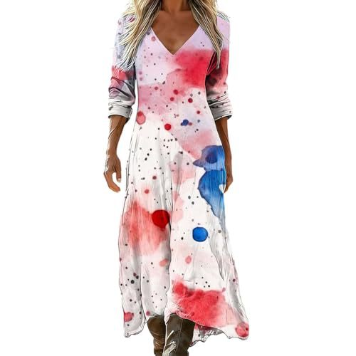 Women's Gradient Star American Flag Print Ruched Midi Dress