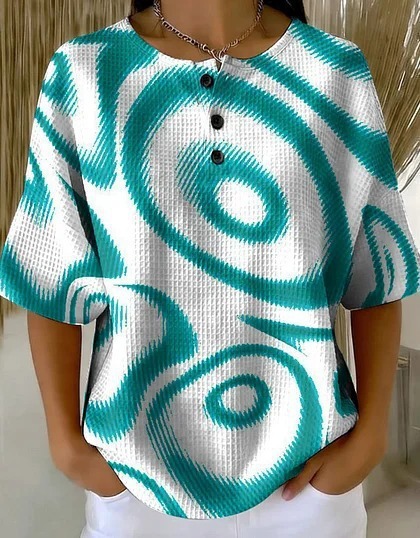 Summer Plaid Floral Print Short Sleeve Button-Up Top