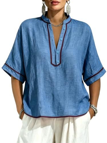 Women's Elegant Solid Print Mid-Sleeve Blouse