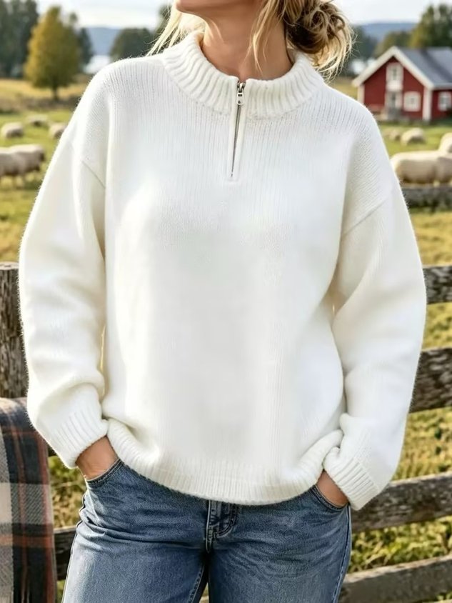 New Arrivals🔥Women's Cozy Half Zip Mock Neck Knit Sweater