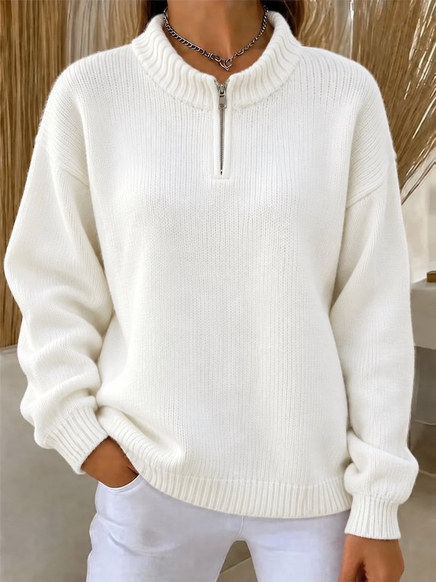 New Arrivals🔥Women's Cozy Half Zip Mock Neck Knit Sweater
