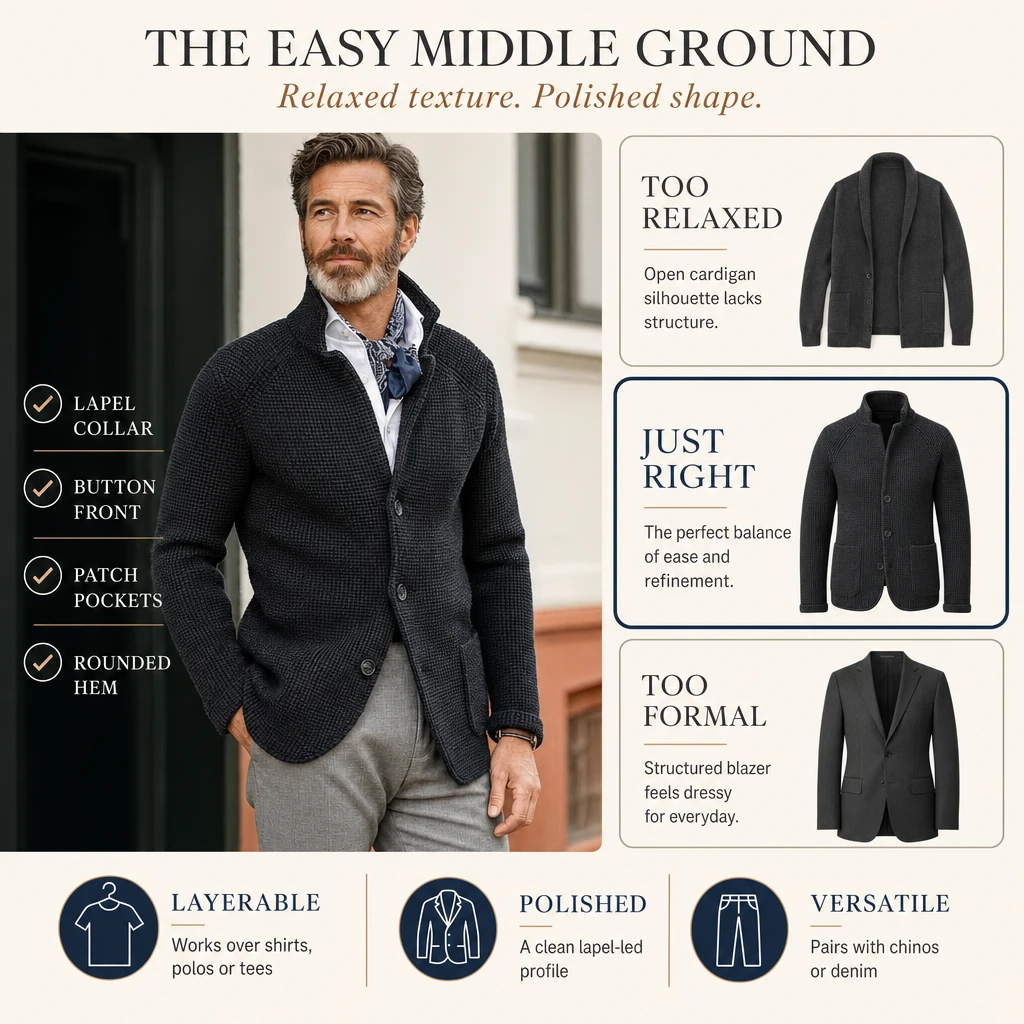 Men's Casual Long Sleeve Solid Knit Jacket
