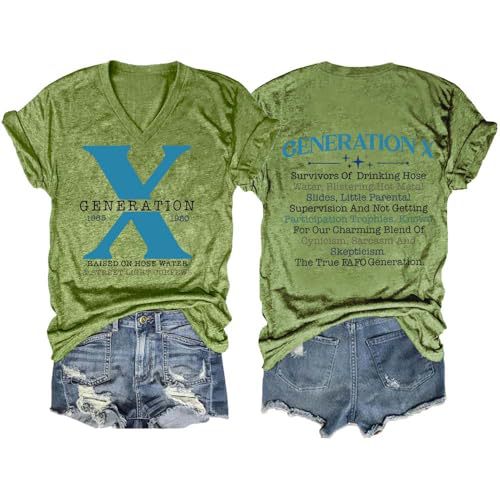 GenertionX Letter Print V-Neck Short Sleeve Women's T-Shirt