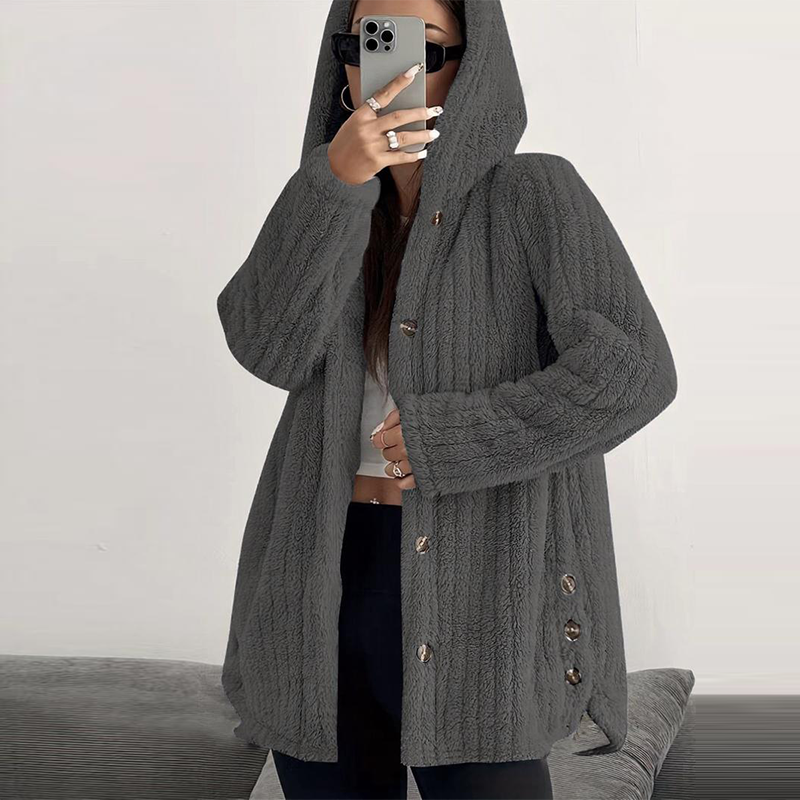 Women’s Lightweight Plush Hooded Jacket, Warm Mid-Length Teddy Bear Cardigan 🧸🧥