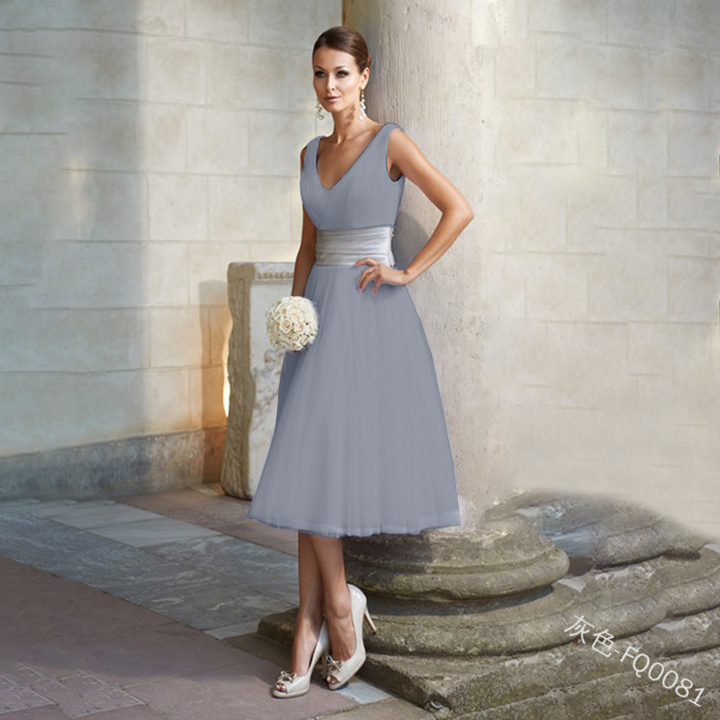 Solid V-Neck Sleeveless A-Line Midi Dress