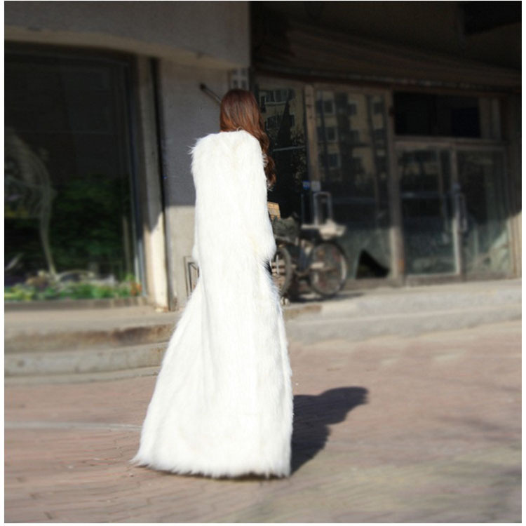 Oversized Faux Fur Coat Longline Round Neck Long Sleeve