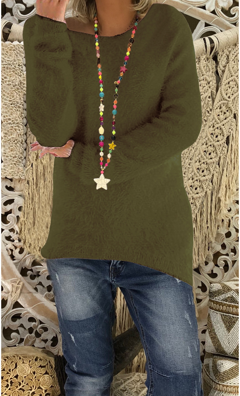 Women's Solid Color Long Sleeve Loose Knit Sweater