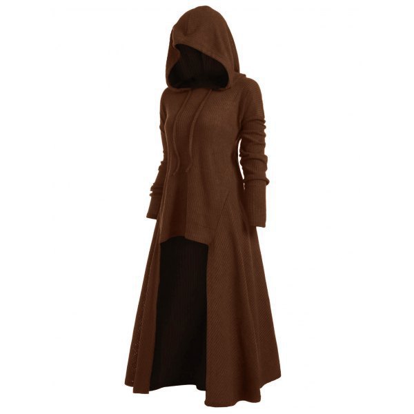 Women's Plus Size Hooded Long Sleeve Solid Color Dress