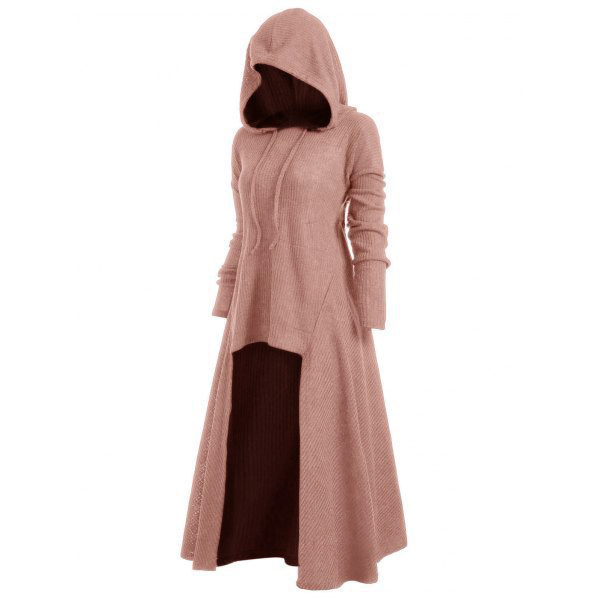 Women's Plus Size Hooded Long Sleeve Solid Color Dress