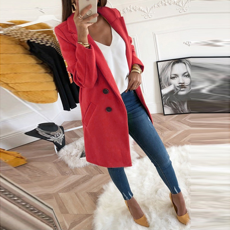 Women's Mid-Length Double-Breasted Wool Coat