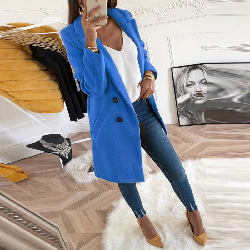 Women's Mid-Length Double-Breasted Wool Coat
