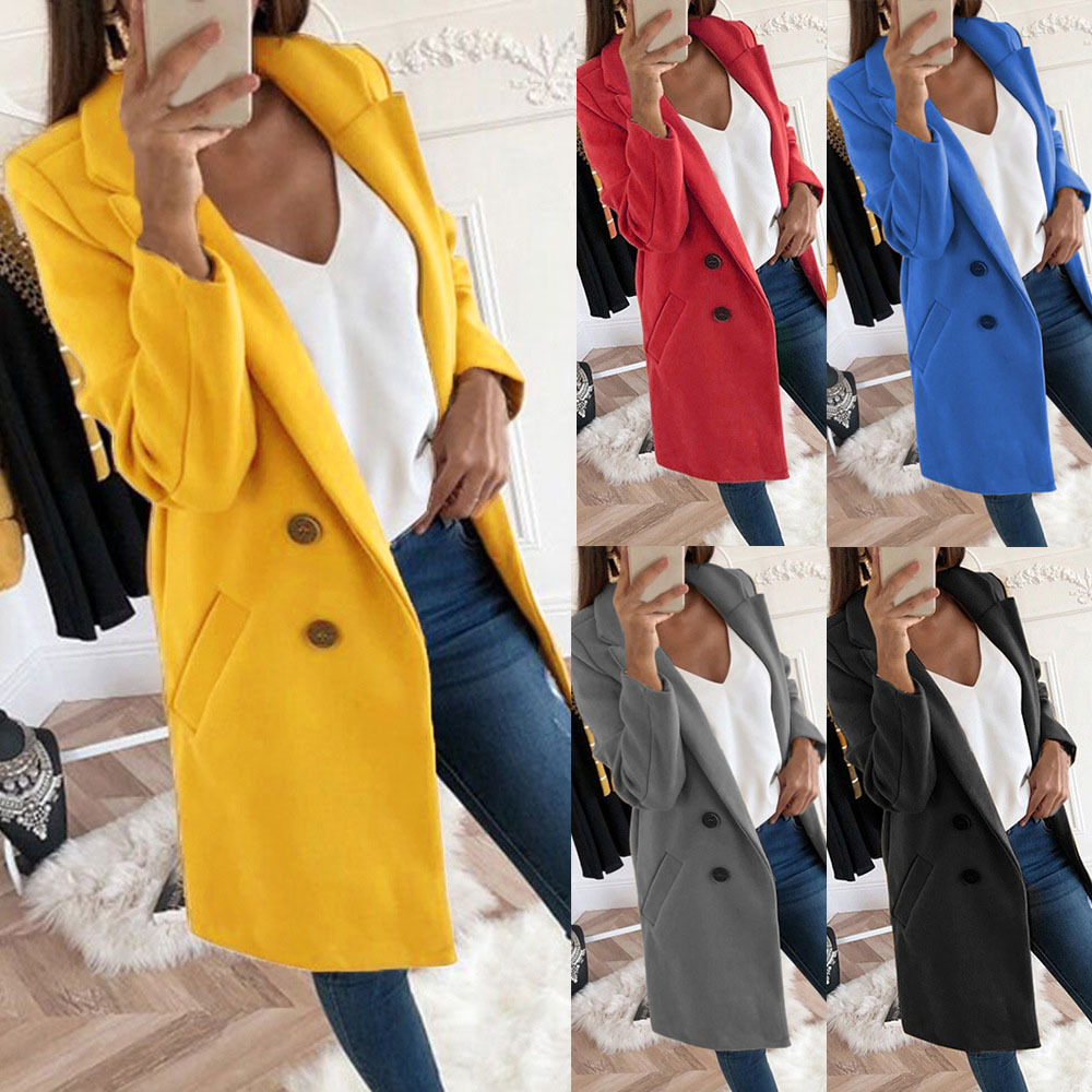 Women's Mid-Length Double-Breasted Wool Coat