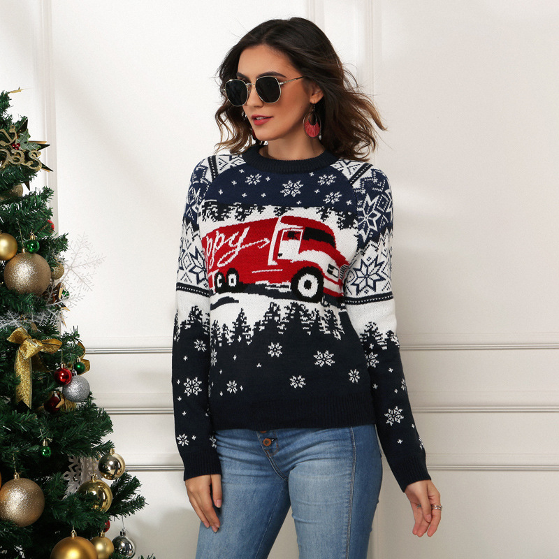 Christmas Snowflake Pullover Sweater Loose Fit Jacquard Knit Top