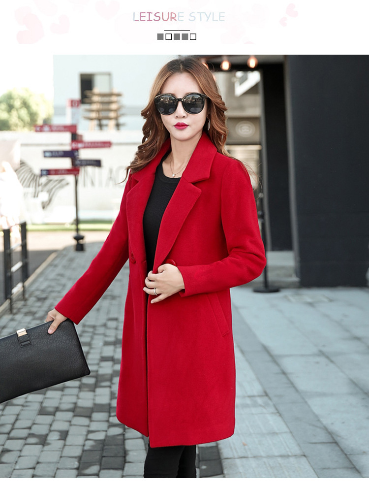 Women's Double-Breasted Wool Coat Mid-Length Multiple Colors Sizes