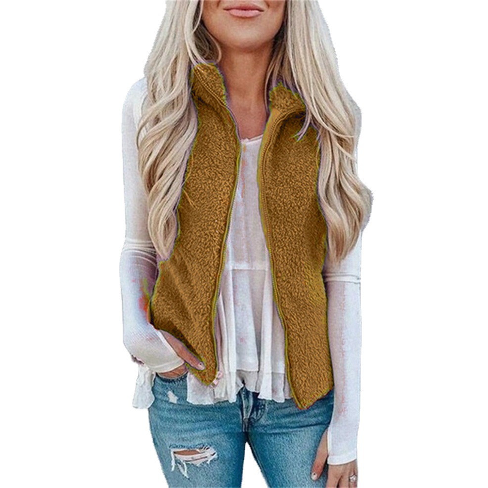 Women's Fleece Zip-Up Vest with Pockets