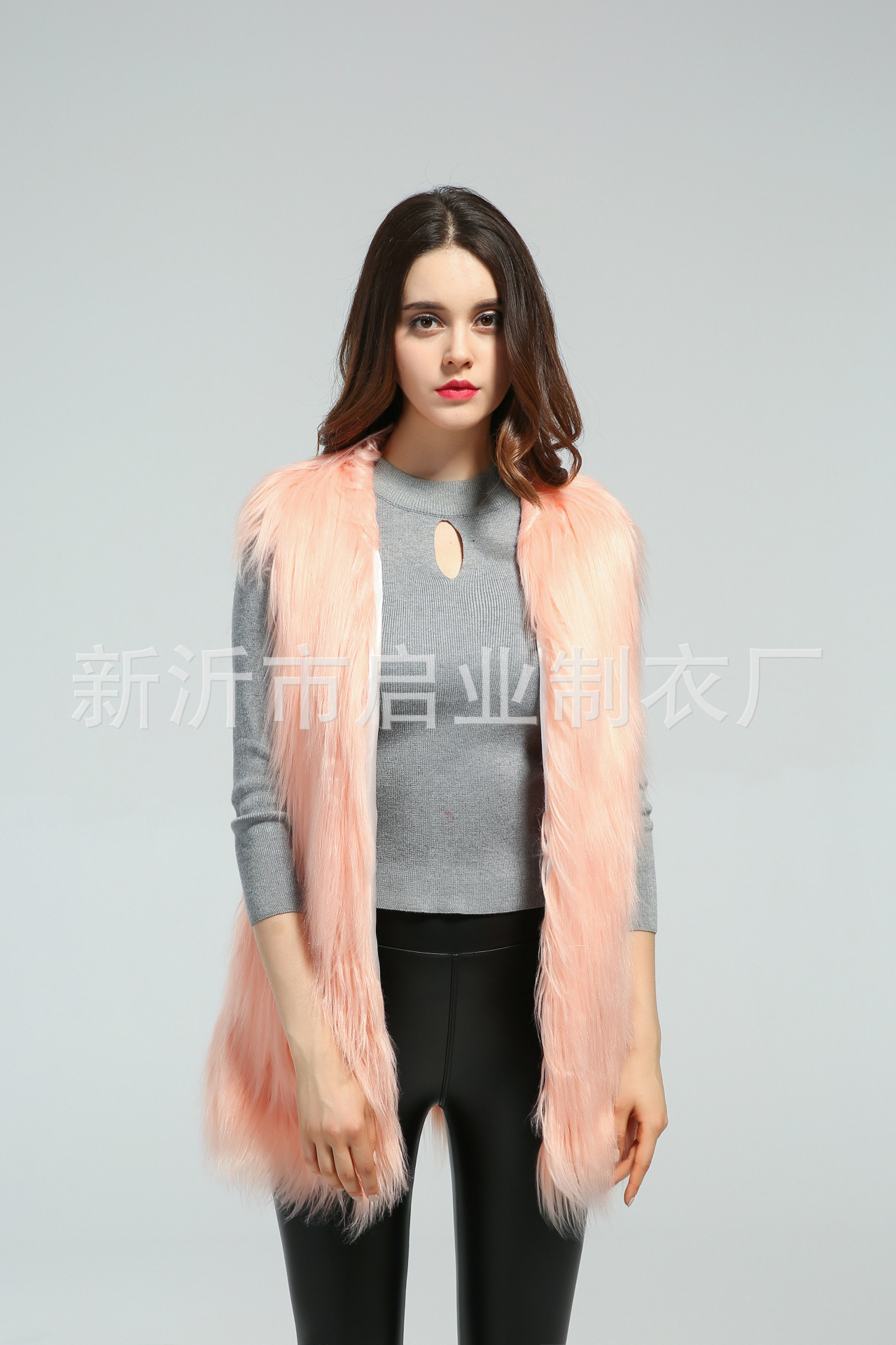 Faux Fur Vest Sleeveless Collarless Mid-Length 7 Colors