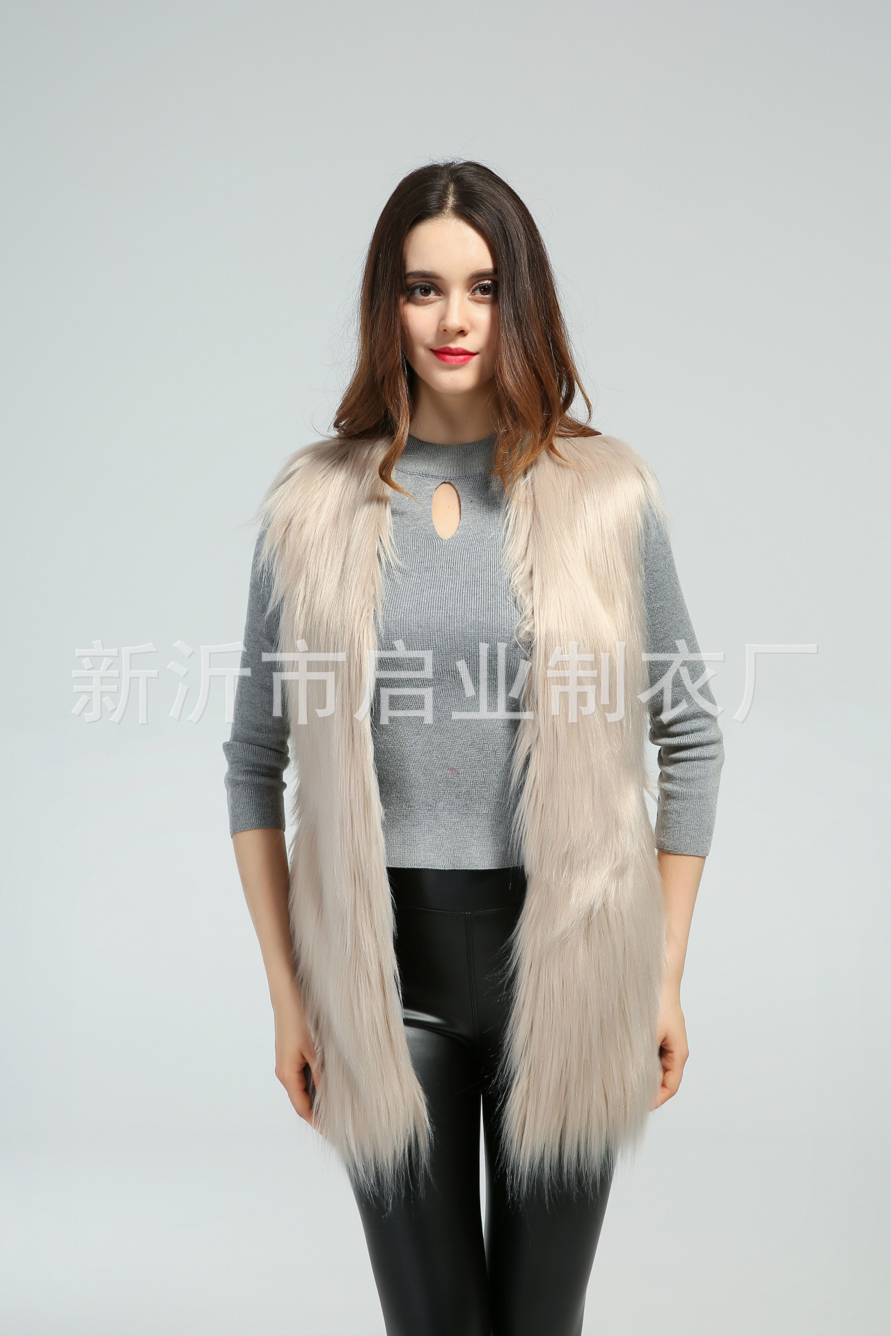 Faux Fur Vest Sleeveless Collarless Mid-Length 7 Colors