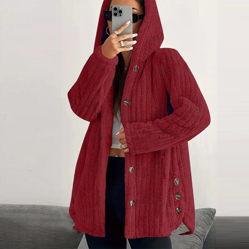 Women’s Lightweight Plush Hooded Jacket, Warm Mid-Length Teddy Bear Cardigan 🧸🧥