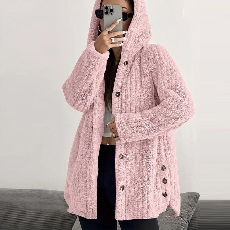 Women’s Lightweight Plush Hooded Jacket, Warm Mid-Length Teddy Bear Cardigan 🧸🧥