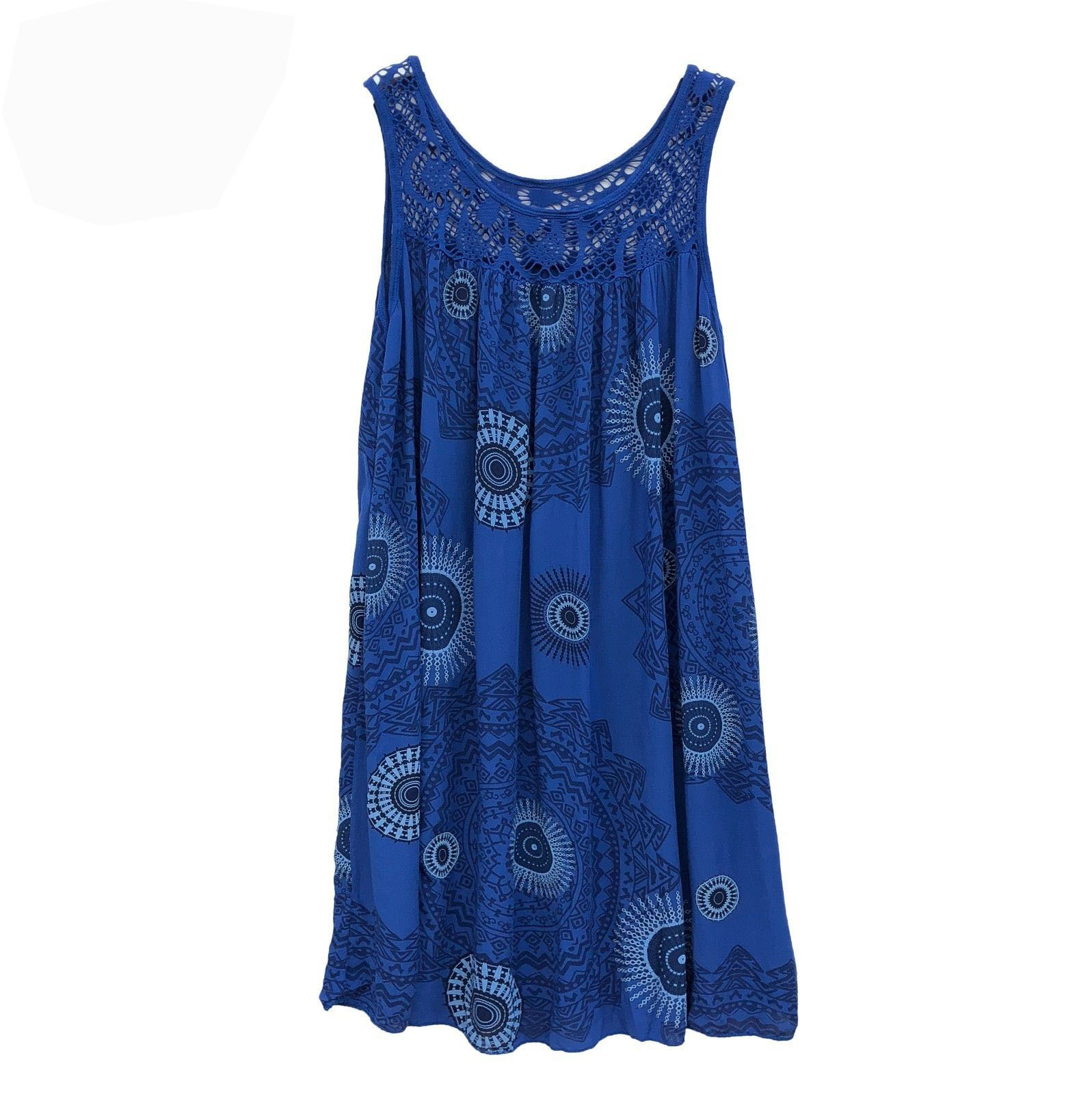 Lace Panel Print Sleeveless A-Line Dress