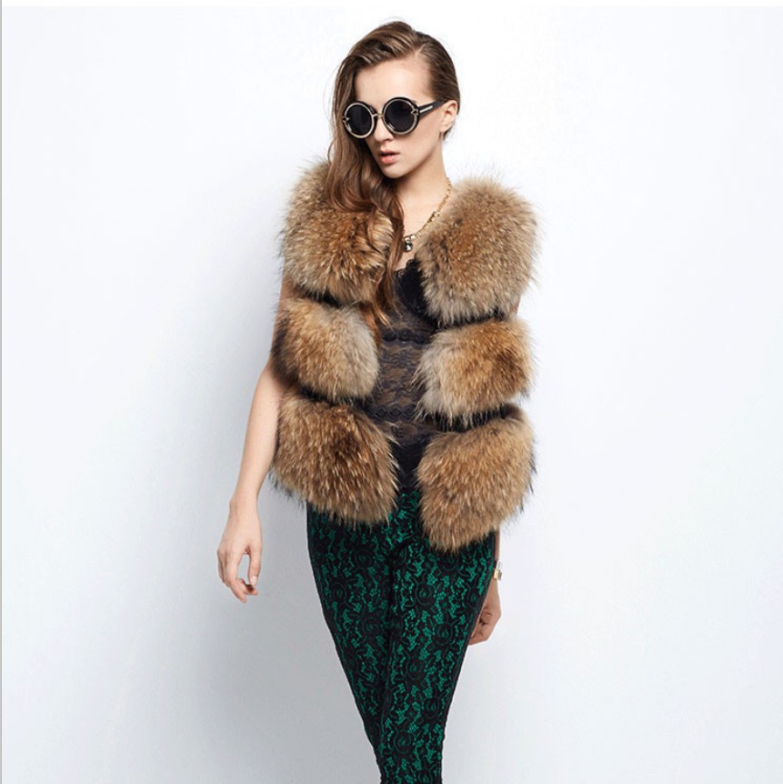 Women's Faux Fur Vest Sleeveless Yellow Lightweight
