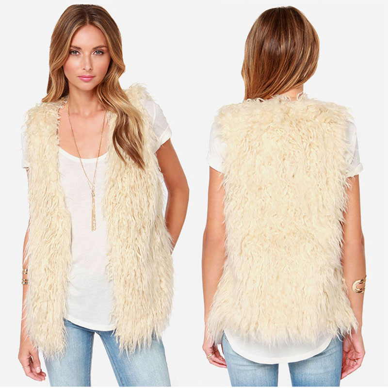 Faux Fur Vest Women's Mid-Length Sleeveless Coat