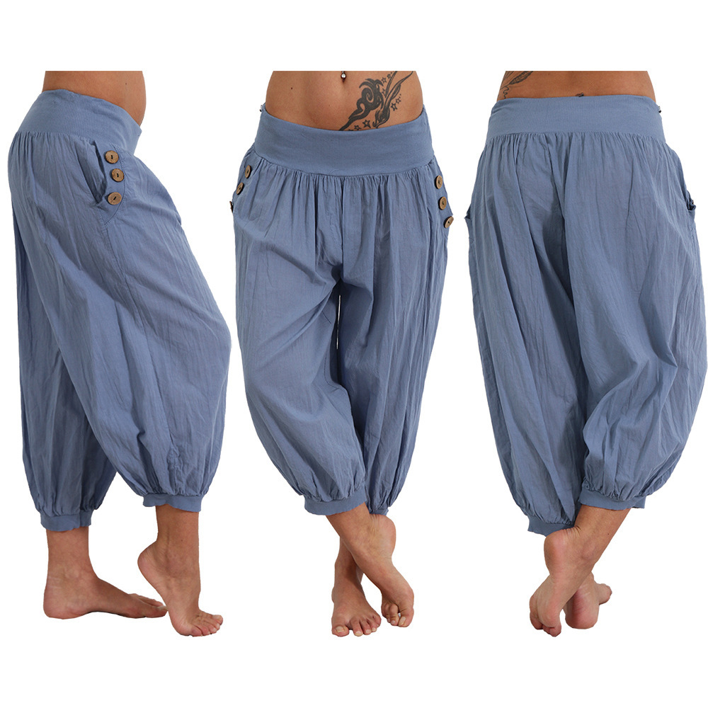 Aladdin Harem Pants Plus Size Cropped Linen Blend