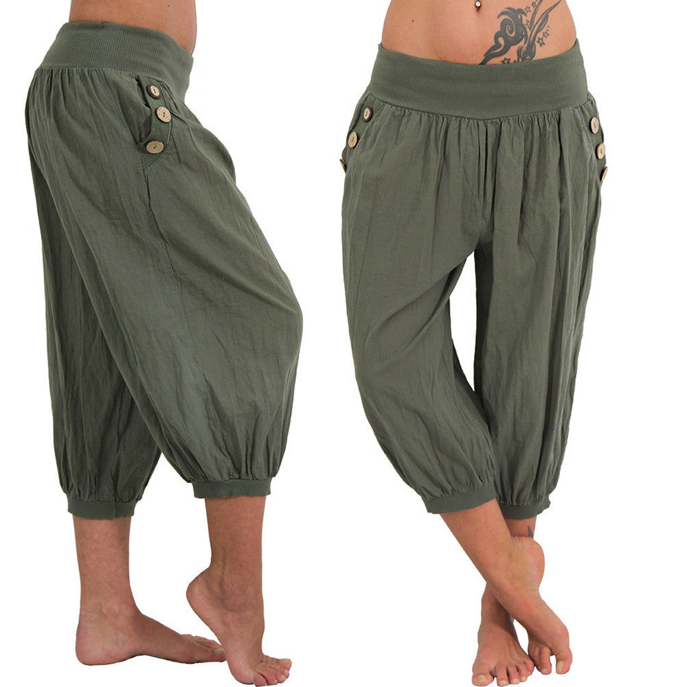 Aladdin Harem Pants Plus Size Cropped Linen Blend