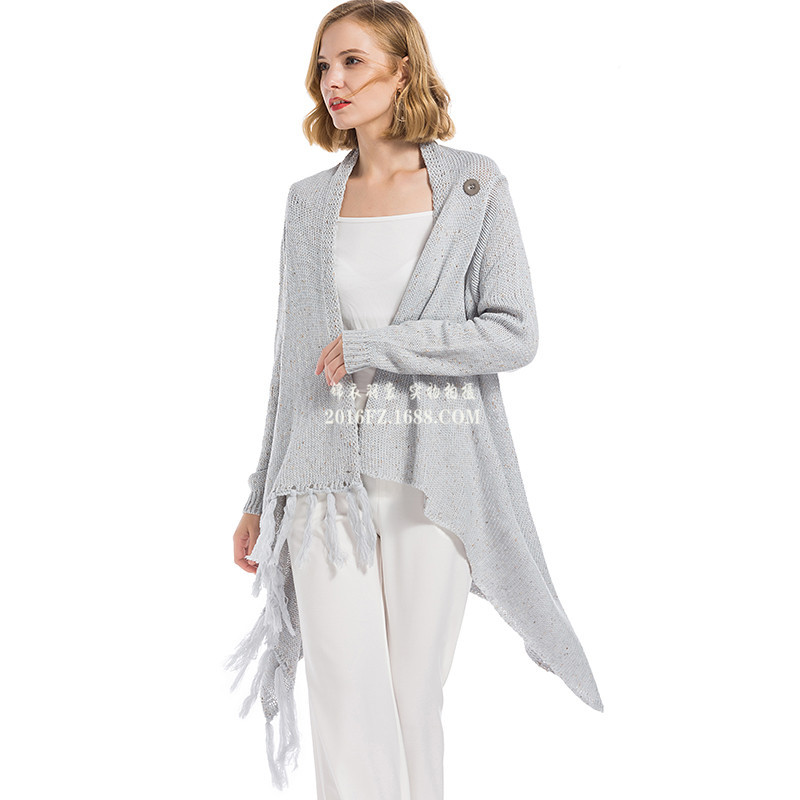 Fringed Knit Cardigan Sweater Plus Size Open Front
