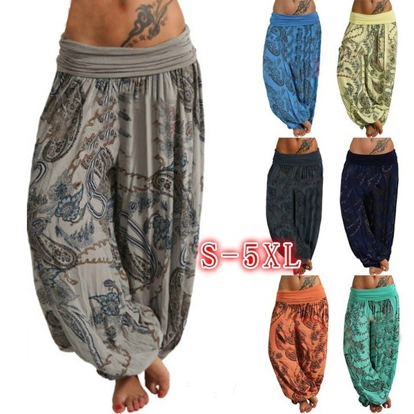 Digital Print Wide-Leg Casual Pants