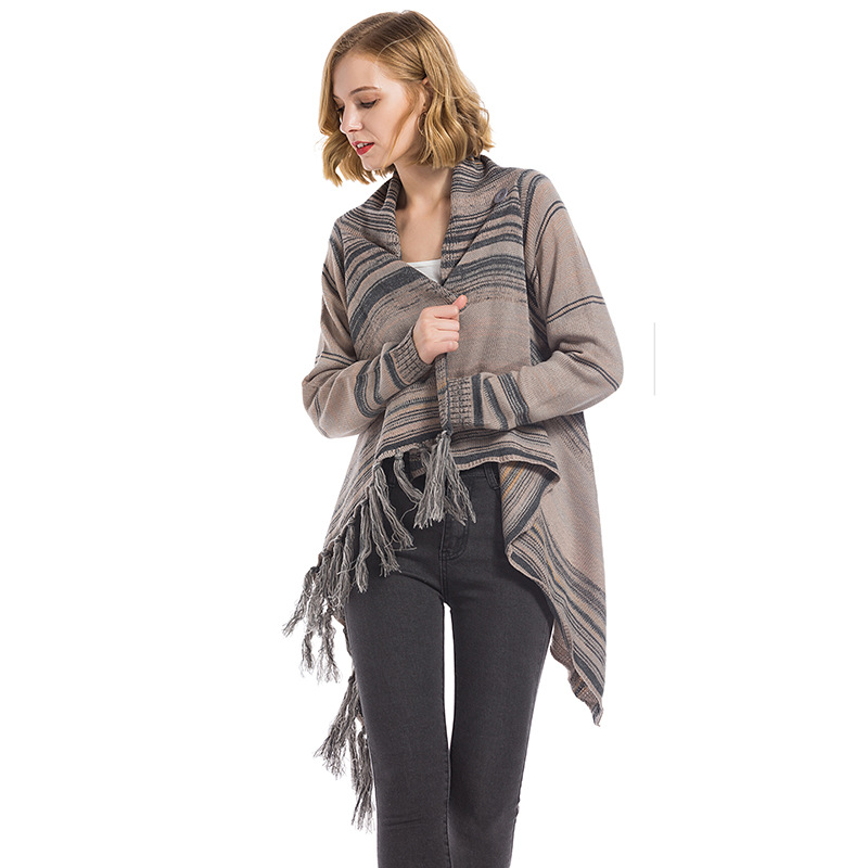 Fringed Knit Cardigan Sweater Coat
