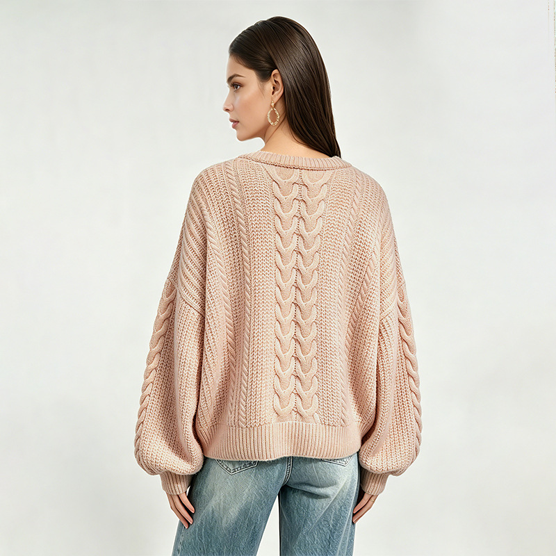 Women's Crewneck Cable-Knit Pullover Sweater