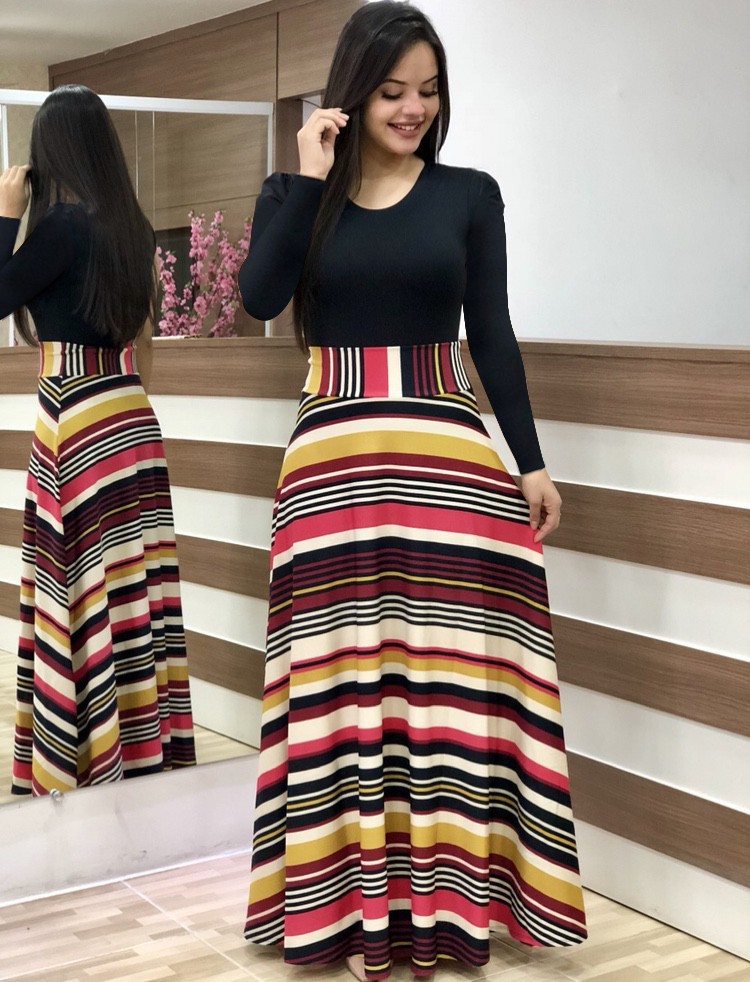 Floral Print Colorblock Long & Short Sleeve Dress