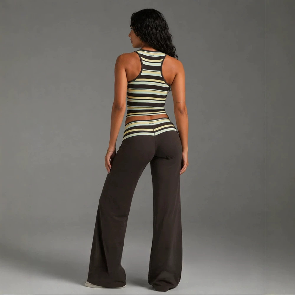 Women's Sleeveless U-Neck Striped Top and Pants Set
