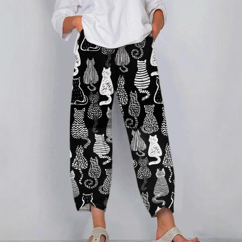 Women's Floral Print Cropped Jogger Pants Casual Multicolor