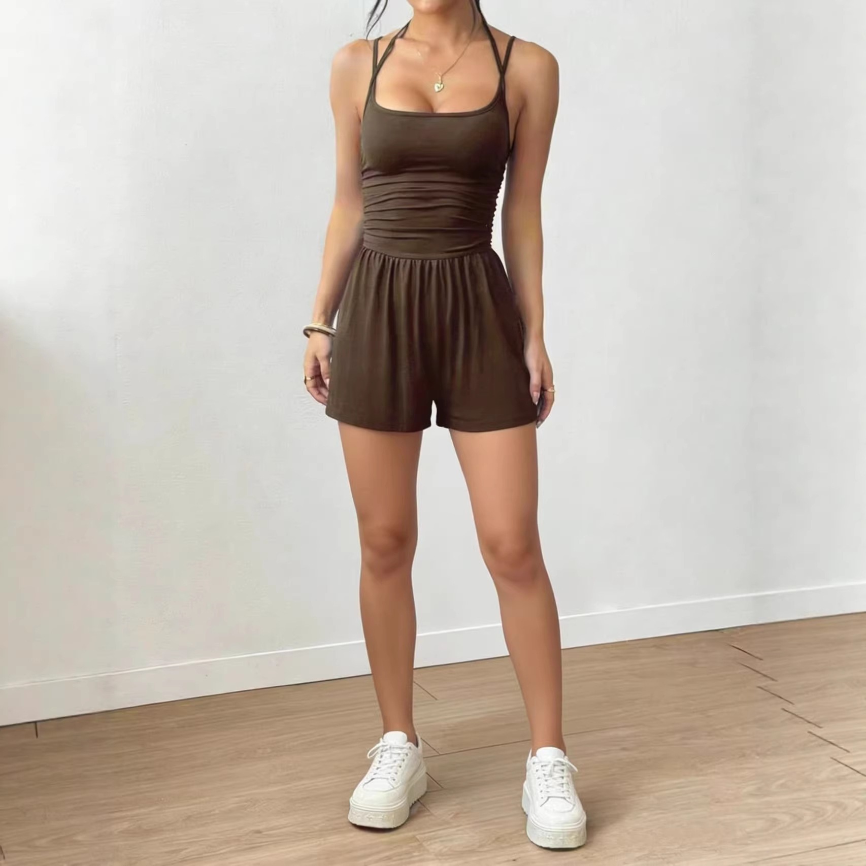 Women's Solid Sleeveless High-Waist Cami Bodysuit