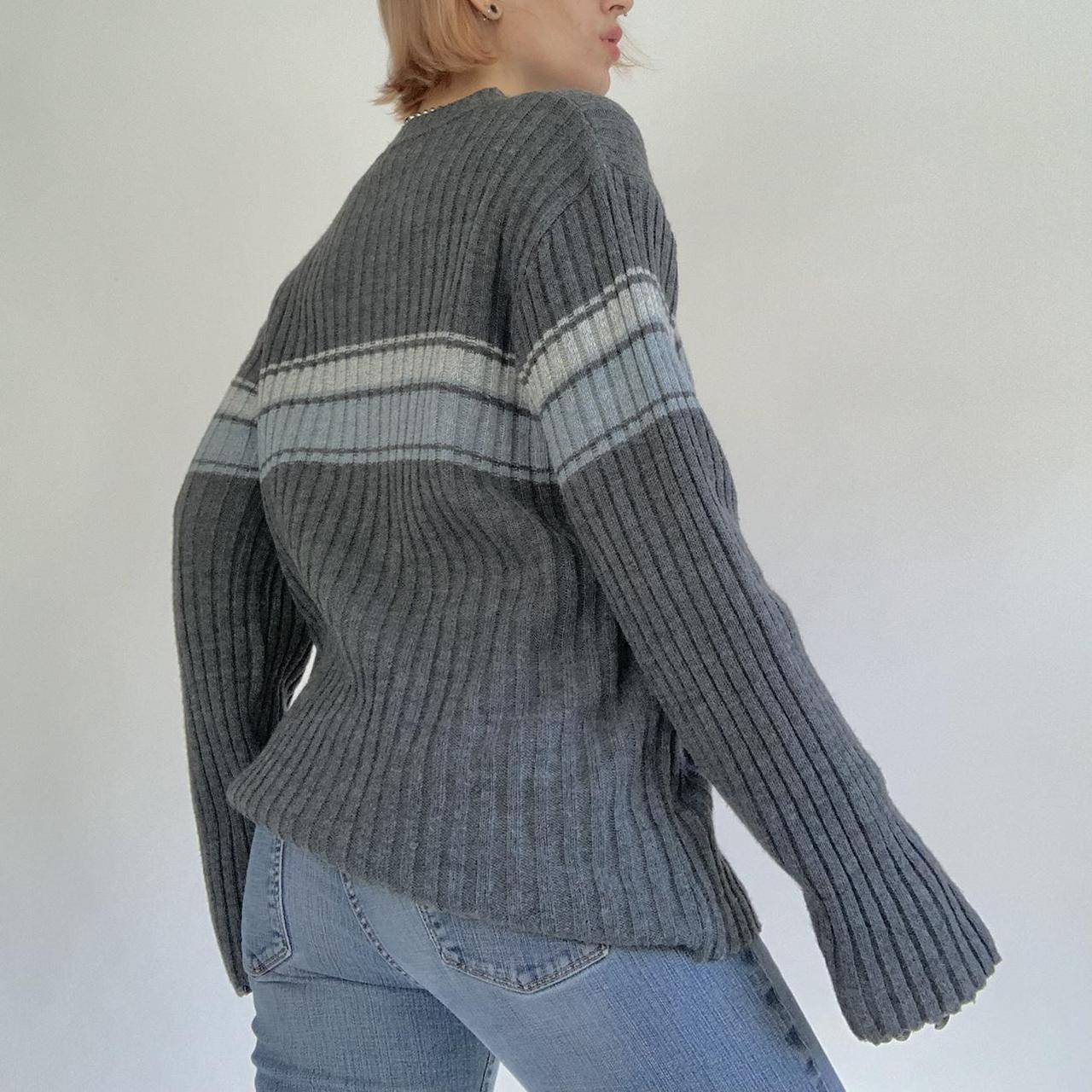 Striped Crewneck Long-Sleeve Knit Sweater