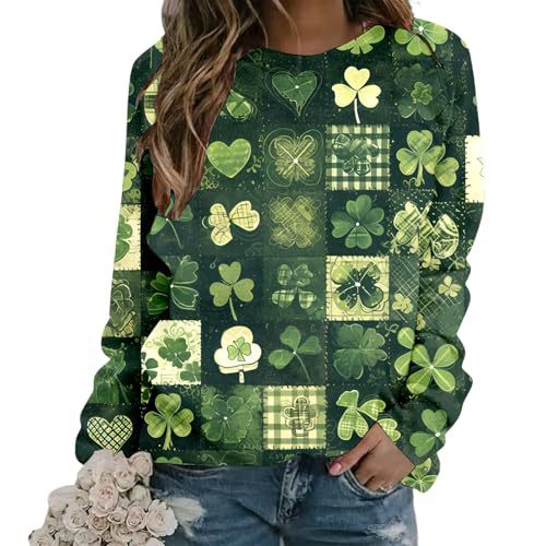 Women's Lucky Clover Floral Print Crewneck Sweatshirt