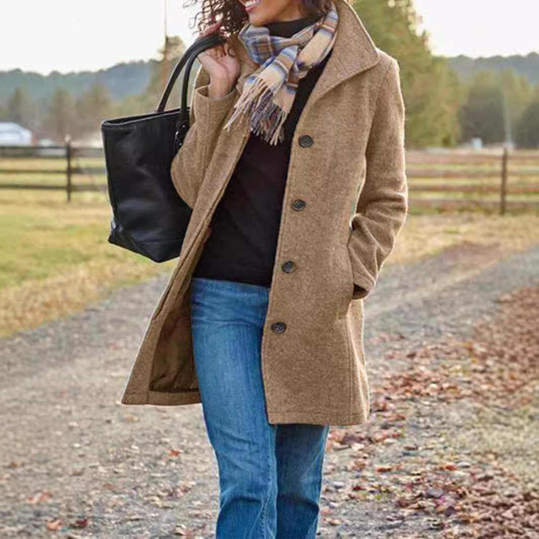 Thickened Wool-Blend Women's Mid-Length Coat