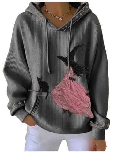 Halloween Witch 3D Print Women's Sweatshirt Casual Loose Pullover