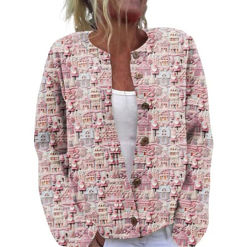 Women's Christmas Santa Print Cardigan Sweater