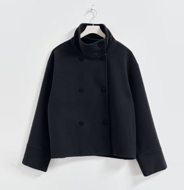 Women's Elegant Stand Collar Button Long Sleeve Wool Coat