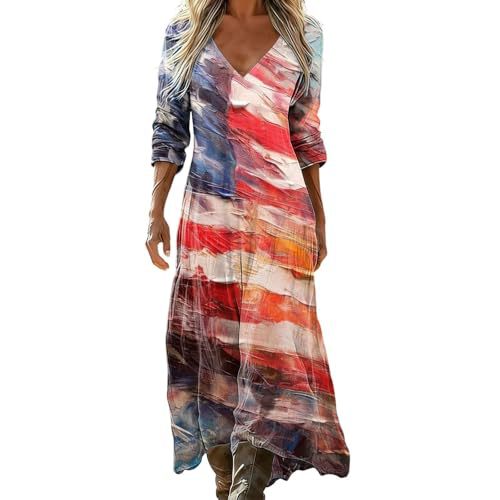 Women's Striped Floral Print Ruched Midi Dress