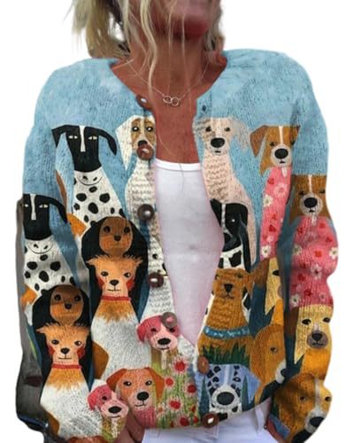 Women's Animal Boho Print Button Cardigan Sweater