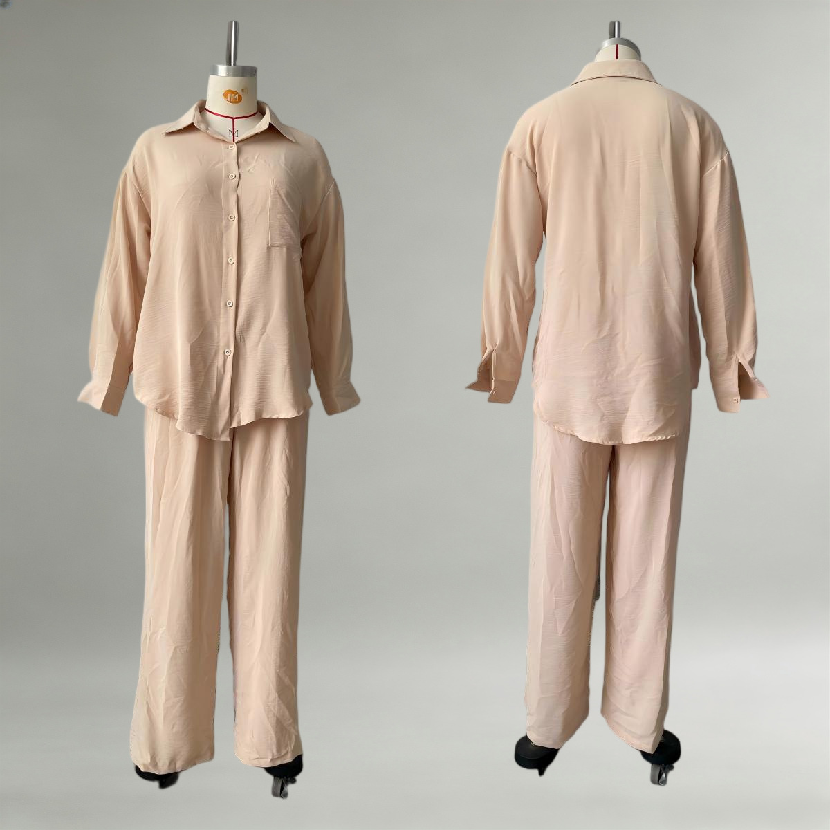 Women's Loose Fit Shirt and Pants Set Casual Commuter Two-Piece Outfit