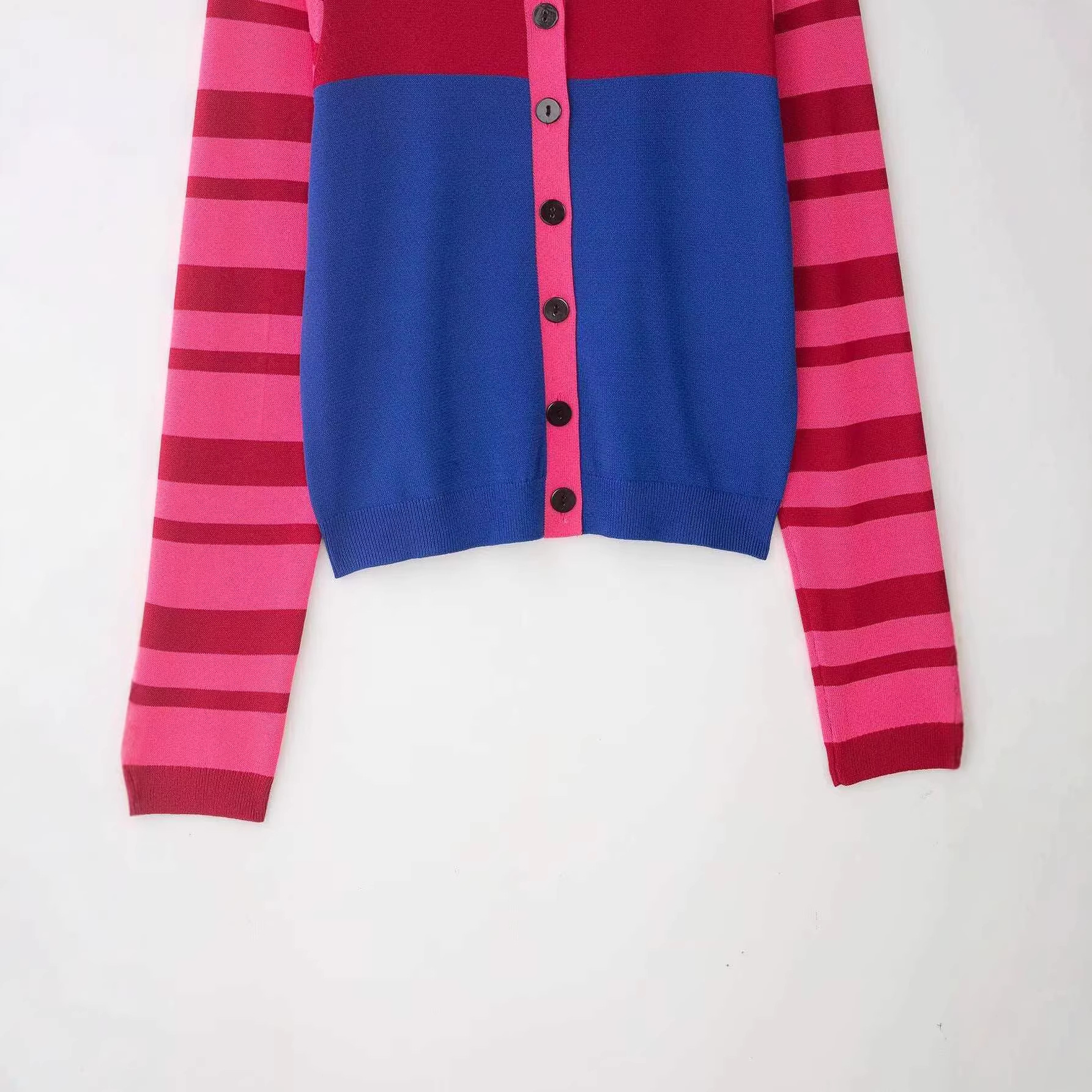 Women's Retro Color-Block Striped Knit Cardigan
