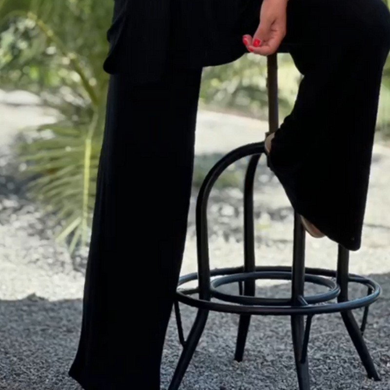 Women's Knit Top and Straight-Leg Pants Two-Piece Set Casual Loose Fit