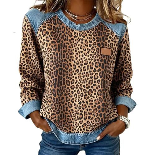 Women's Leopard Polka Dot Print Casual Sweatshirt