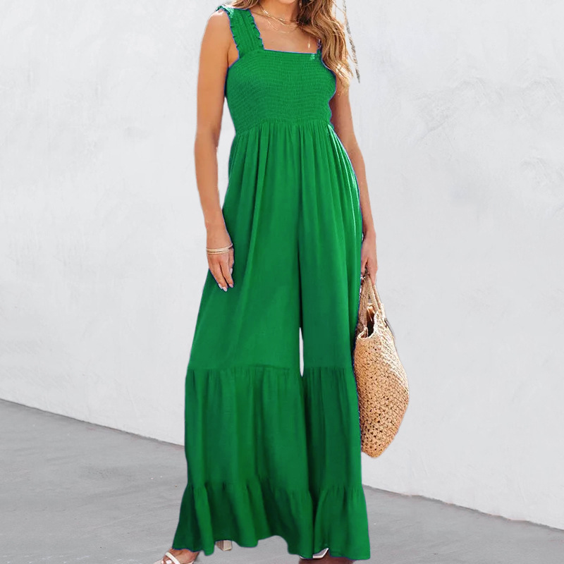 Women's High-Waist Sleeveless Jumpsuit with Straight-Leg Pants