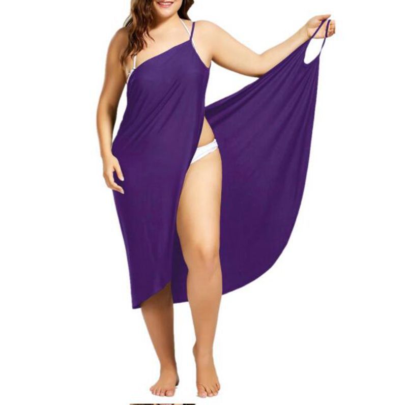 Plus Size Solid Color Sleeveless Cami Beach Dress